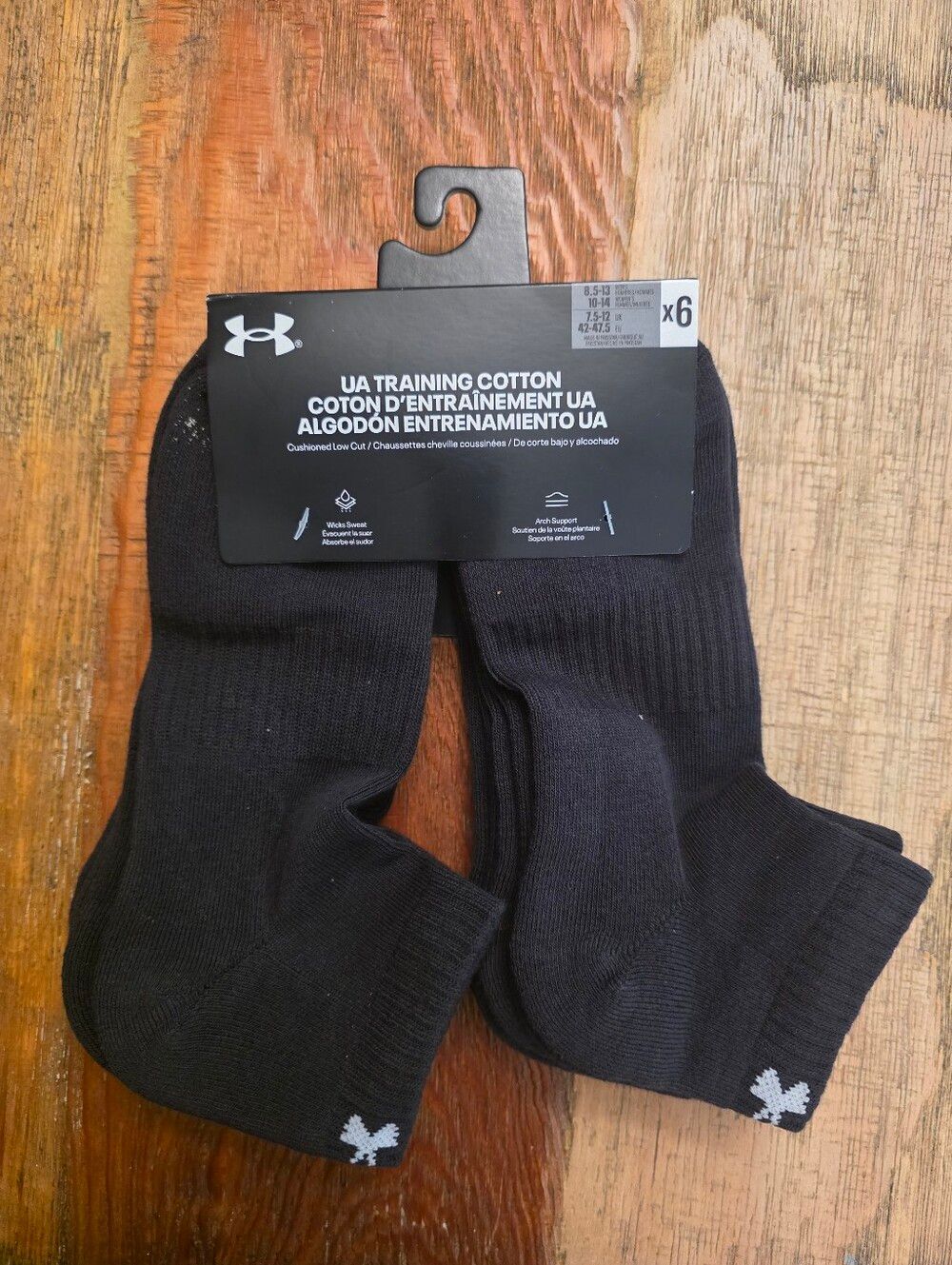 Unisex Under Armour Black Low-Cut UA Training Cotton Socks - 6 Pack